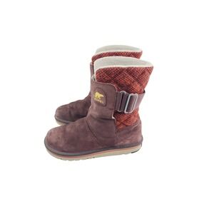 Sorel Suede/Wool Winter Boots, Women's Size 7.5,‎ Brown/Orange Color. KT